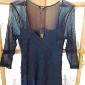 Brand New With Tags! Komarov Deep Midnight Blue Lace Maxi Dress, Size M.